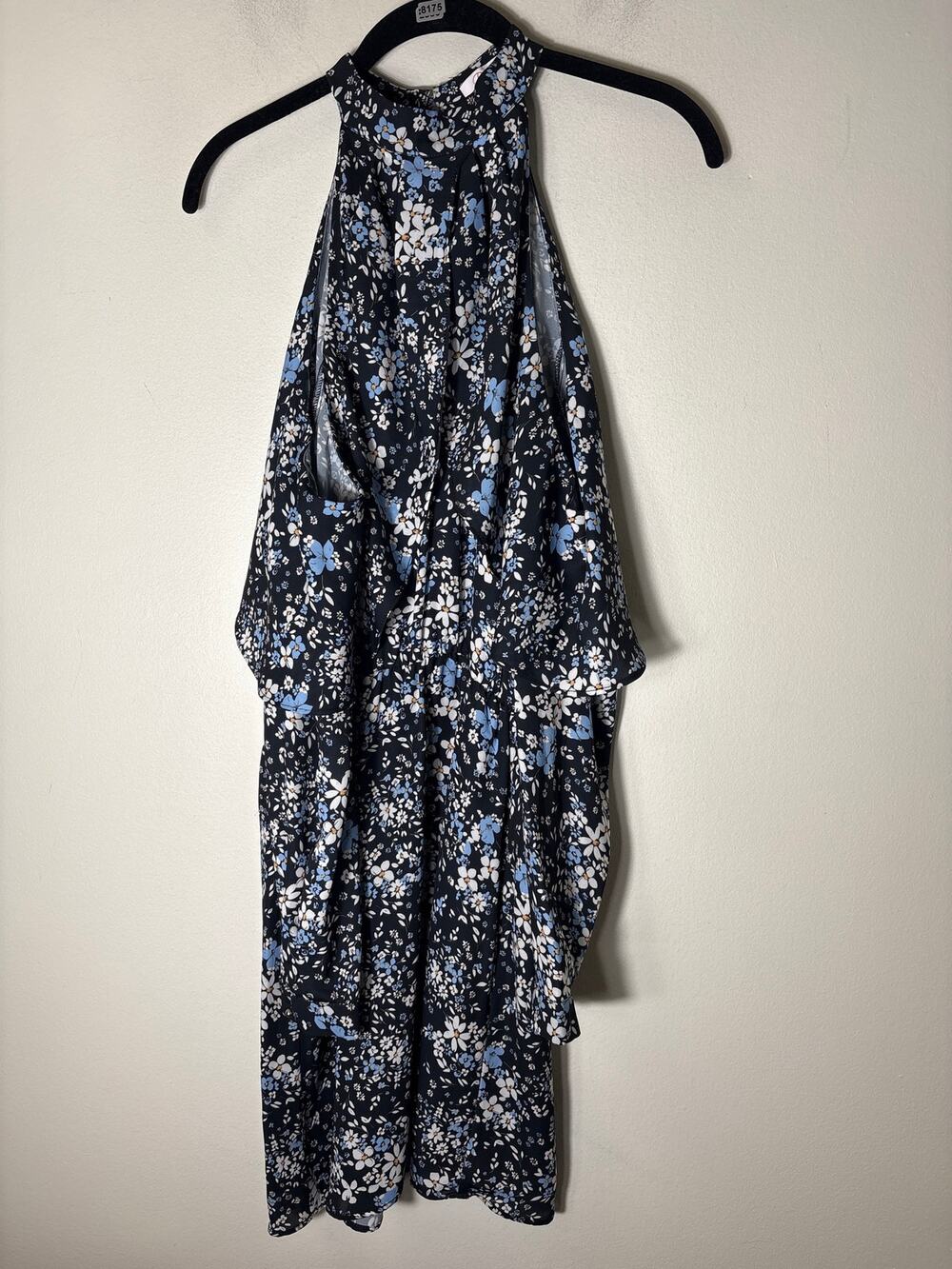 Parker Black Blue Floral Long Sleeve Cold Shoulder Mini Dress Sz S